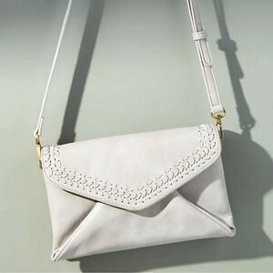 By Anthropologie Crossbody Bag Isabella Stitch Gray Purse Small Boho    Envelope